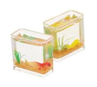 UPKOCH 2pcs Miniature Dollhouse Fish Bowls Resin Square Aquarium Ornaments for Betta Fish Display Realistic Desktop Aquarium Accessories for Dollhouse and Craft Decor