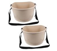 UPKOCH 2pcs Multifunctional White Plastic Garden Picking Baskets with Shoulder Straps, 22lb Fertilizer and Fruit Harvest Buckets for Farm Vegetable and Berry Gathering
