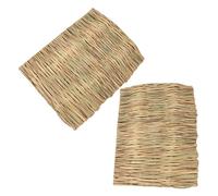 UPKOCH 2pcs Natural Grass Mat for Small Animals and Rabbits, Handmade Woven Hay Bedding Pad in Khaki Colour, Promotes Health and Encourages Natural Chewing Behaviour, for Small Animal