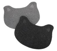 UPKOCH 2pcs Pet Feeding Mats Litter Trapping Pvc Cat Litter Mats Non-slip Plastic Pet Accessories for Cats with Dust Removal Function, Black and Dark Grey
