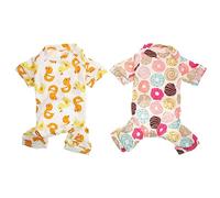 UPKOCH 2Pcs Pet Pajama for Dogs Cats Cute Cotton Clothing for Winter Fall Cozy Home Wear for Breeds Includes Donut for Indoor Outdoor Use