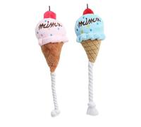 UPKOCH 2pcs Plush Ice Cream Squeaky Dog Soft Pet Chew for Puppies and Dogs Funny Cone Design Blue and Pink