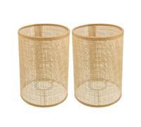 UPKOCH 2pcs Rattan Woven Lampshade Set for Ceiling Light Hallow Design, Lightweight Multipurpose Khaki Lampshades Suitable for E14 E27 Lamp Caps, for Bedroom Hanging Lamp and Tearoom
