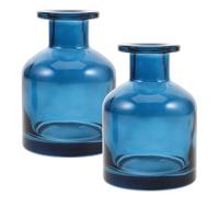 UPKOCH 2pcs Refillable Aroma Diffuser Bottles - Blue Glass 150ml Round Empty Container For Reed Sticks Essential Oil And Perfume - For Home Party Festival Decoration