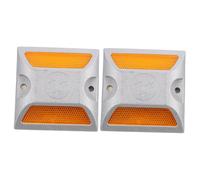 UPKOCH 2pcs Reflective Aluminum Roadside Markers Pavement Reflectors for Driveway Marking Outdoor Emergency Safety Night Visibility