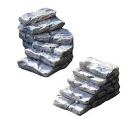 UPKOCH 2pcs Resin Micro Step Statues for DIY Miniature Garden and Dollhouse Decor Durable Stone Stair Models with Straight and Curved Designs Easy Assembly Micro Landscape Accessories for