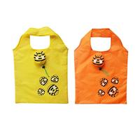 UPKOCH 2pcs Reusable Shopping Bags Foldable Grocery Tote Polyester Washable Cloth Bags with Bee Pattern Random Color