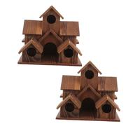 UPKOCH 2pcs Rustic Wooden Birdhouse Outdoor Garden Nesting Box with Feeder Cottage Style Natural Wood Wild Birdhouse for Backyard Decor