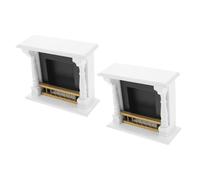 UPKOCH 2pcs Scale Miniature Wooden Dollhouse Fireplace Dollhouse Furniture Accessories for Christmas Decor Educational Collectible with Precise Craftsmanship and Festive Enhancement