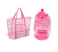 UPKOCH 2pcs Seashell Mesh Bags Lightweight Portable Beach Pouches for Storage for Collecting Treasures Shells Easy to Wash Colorful Patterns