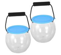 UPKOCH 2pcs Small Clear Plastic Fish Bucket with Handle and Lid Portable Catch and Release Aquarium Container for Outdoor Beach Activities and Miniature Ecosystem Exploration