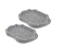 UPKOCH 2pcs Solid Reptile Food Feeders Pet Drinking Plates for Bearded Dragon Chameleon Gecko Lizard Tortoise Grey s