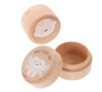 UPKOCH 2pcs Solid Wood Tooth Holder Box Gender-Neutral Lost Teeth Keepsake Storage Fine Craftsmanship for Boys and Round Memory Case