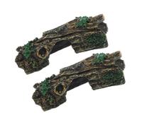 UPKOCH 2pcs Tree Trunk Hideout and Basking Platform for Reptiles and Amphibians Aquarium Decoration with Shrimp Cave Function Suitable for Turtles Lizards Hermit Crabs Fish Tank Habitat