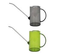 UPKOCH 2Pcs Watering Kettle with Long Spout and Measurement Scale for Indoor Plants Transparent Black and Green Watering Can for Houseplants and Succulents