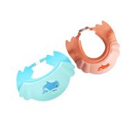 UPKOCH 2pcs Waterproof Baby Shampoo Cap for Kids Adjustable Hair Washing Shield with Ear Protection, Elastic Band Plastic Bathing Hair Hat for Toddlers in Whale Blue Pink