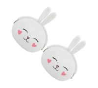 UPKOCH 2pcs White Bunny Coin Purse Small Wallet for Portable Silicone Change Bag with Buckle Closure Stylish Design for Business and Journey