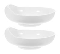 UPKOCH 2Pcs White Spill-Proof Scoop Plates with Suction Base for Elderly Disabled Adults, Nursing Tableware for Self-Feeding and Patient Rehabilitation