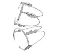 UPKOCH 2pcs Women Armlet Bracelet Silver Alloy Leaves Chain Cuff Bangle Fashion Upper Arm Jewelry Comfortable Fit Charm Accessory