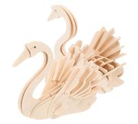UPKOCH 2pcs Wooden Animal Puzzle DIY Swan Model Creative Educational Jigsaws for Hand-painted Wood Craft for Home Decor and Birthday