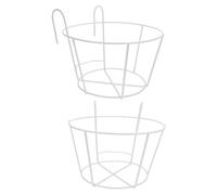 UPKOCH 2PCS Xl White Iron Hanging Flowerpot Bracket Plant Pot Holder Shelf for Balcony Wall Mounted Planter Display with Creative Hollow Design