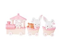 UPKOCH 2sets Pink Bunny Train Cake Toppers Creative Birthday Cake Decoration Adorable Home Decor Desk Ornament for Parties Celebrations 3pcs*2