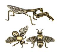 UPKOCH 3 Pcs Brass Tea Ceremony Decor Realistic Mantis and Bee Ornaments Sturdy Fade Resistant Brass Insect Figurines for Desktop and Home Decoration