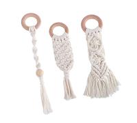 UPKOCH 3 Pcs Hand Woven Cotton Rope Molar Rod Teether for Ergonomic Grip Safe for Tooth Grinding and Chewing Development