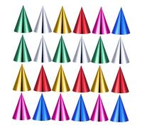 UPKOCH 30pcs Metallic Foil Cone Party Hats Multicolor Birthday Years Christmas Celebration Disposable Paper Caps for Adults Gold Silver Green Blue Red