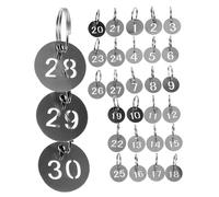 UPKOCH 30Pcs Stainless Steel Number Tags Key Chains Round Hanging Id Key Tags for Home Office Hotel Dormitory Luggage Locker Organization