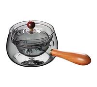 UPKOCH 360 Degree Pot with Side Handle Glass Teapot Japanese Tea Set Portable Stove Chinese Kettle Wooden Teapot with Long Handle Tea Container