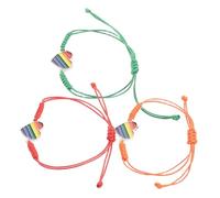 UPKOCH 3pcs Adjustable Pride Rainbow Friendship Bracelet Woven Heart Braided Jewelry for Unisex Handmade Wristband Celebrating Equality and Inclusivity Stylish Accessory for Daily Wear