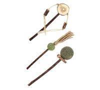 UPKOCH 3pcs Catnip Teaser Wands Set with Wood Sticks and Interactive Catnip Balls for Dental Care and Chewing, Fun Pet Toys for Indoor Cats and Kittens