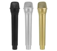 UPKOCH 3PCS Fake Microphone: Plastic Handheld Mic Prop Pretend Microphone Toy Stage Mic Toys for Role-Playing Singing Parties Wedding Photo Props