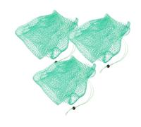 UPKOCH 3pcs Folding Fishing Net Bag with Strand Drawstring Closure Lightweight Nylon Mesh Flat Bottom Stability for Diving Sea Fishing Beach Trips Portable Catch Storage