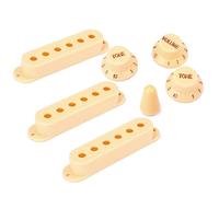 UPKOCH 3pcs Guitar Pickup Covers Set Single Coil Pickup Covers Volume Tone Knobs Tip Beige Replacement Parts for Electric Guitars Easy to Install