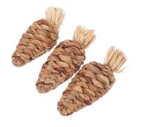 UPKOCH 3pcs Handmade Natural Grass Carrot Chew for Small Pets Rabbit Hamster Guinea Pig Teeth Grinding Stress Relief Boredom Breaker Safe