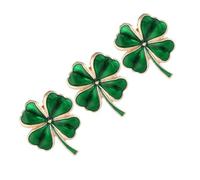 UPKOCH 3pcs Irish Shamrock Brooch Pin Set Four Leaf Clover Enamel Alloy Lapel Pins Women’s St Patrick’s Day Accessories Holiday Luck Jewelry