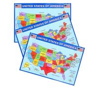 UPKOCH 3pcs Laminated Usa State Map Posters for Home Decor and Bedroom, Educational Tool with UV Paper, Resistant to Fading, Double-sided Waterproof Maps for Classroom Or Study