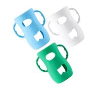 UPKOCH 3pcs Large Silicone Baby Bottle Sleeve Handles for Glass Nursing Bottles Blue, White, Green Protector Covers for Infant Feeding Nursery Use