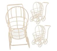 UPKOCH 3pcs Mini Metal Wire Strollers Small Dollhouse Accessories Pram Organizer for Creative Role Play and Miniature Furniture Decoration