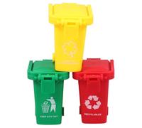 UPKOCH 3pcs Mini Trash Can for Waste Sorting Plastic Miniature Bins in Three Colors Educational for Kindergarten Teaching Recycling and Environmental Responsibility