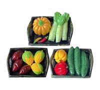 UPKOCH 3pcs Miniature Fruit Basket Models Mini Vegetables and Fruits Figurines Doll House Baskets for Mini House Store Decoration