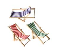 UPKOCH 3pcs Miniature Wooden Folding Beach Chairs Lightweight Dollhouse Furniture Accessories for Seaside and Outdoor Scenes Multi Scenario Deck Lounges in Red Blue Green