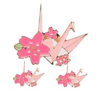 UPKOCH 3pcs Origami Crane Brooch Metal Cartoon Animal Badge Kawaii Lapel Pins for Women Cute Cherry Blossom Pattern Brooch Pins for Casual Formal Wear