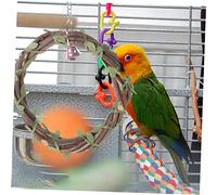 UPKOCH 3pcs Parrot Swing with Climbing Perch and Hammock for Parakeets Durable Activity Play Chewing and Exploring Bird Stand Natural Material Cage Accessory