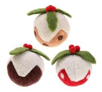 UPKOCH 3pcs Pet Cat Set Christmas Pinecone Wool Balls Sturdy Scratching Interactive Cat Balls for Indoor Play Red, Light Yellow, and Dark Brown Colors
