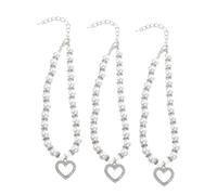 UPKOCH 3pcs Pet Collar Small Cats Fake Pearl Necklace Fake Pearl Beaded Cat Collar Small Pet Jewelry Accessories Rhinestones White