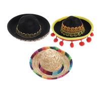 UPKOCH 3pcs Pet Halloween Hat, Mini Sombrero Hats for Dogs And Cats, Mexico Style Puppy Cosplay, Assorted Colors