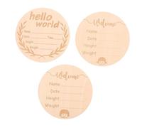 UPKOCH 3pcs Public Sign Birth Announcement Cards Name Signs Growth Commemorative Hello World Newborn for Hospital Chart